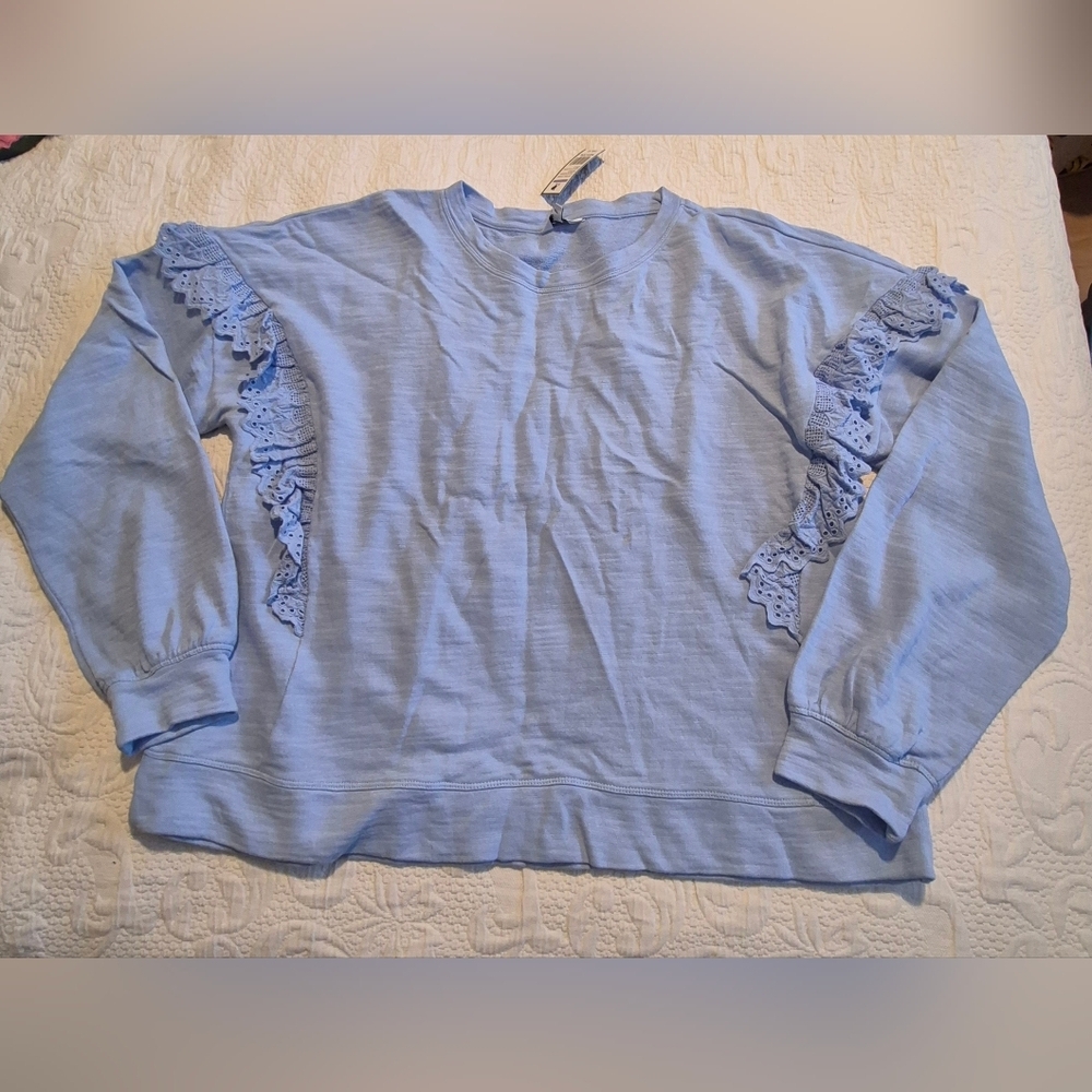 Crown & Ivy XXL light blue long sleeve french terry sweatshirt NWT
